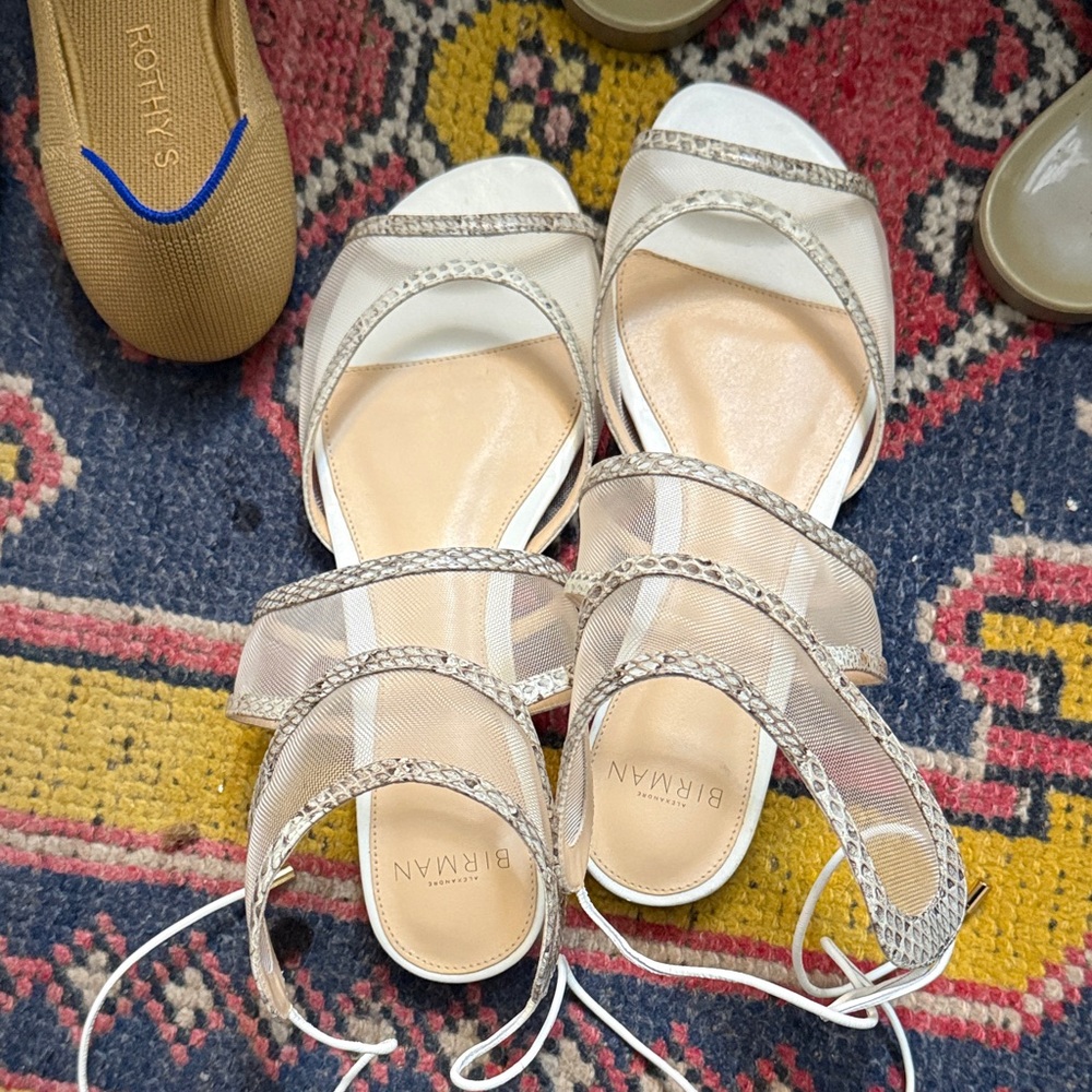Alexandre Birman White and Silver Strappy Sandals